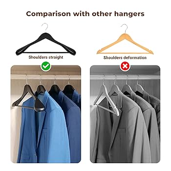 what we want WOODHANGER ウォルナット Coat Hanger 8-Pack, MEQUTION Wood Hangers Trouser Hangers